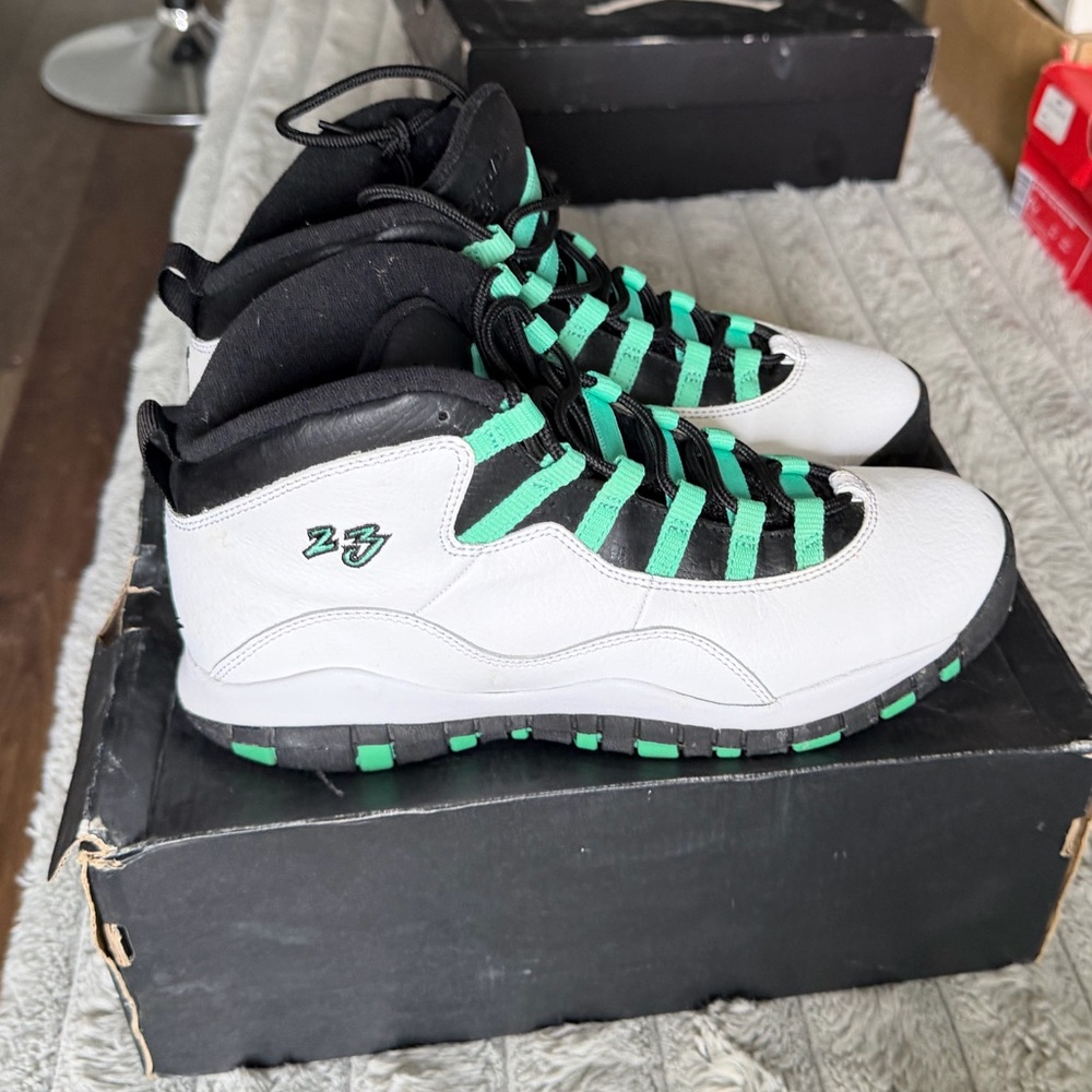 Jordan Kids Black and Green High-Top Sneakers